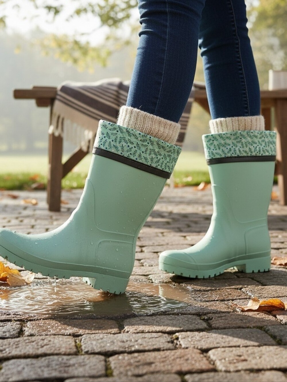 NWOB Florabest Green Rain Boots Womens Size 6 Made In Italy Countrycore Summer